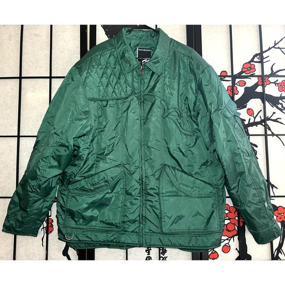 Vintage Rocawear Jacket Mens‎ 2XL Black Green Quilted Bomber Hip Hop Y2K - Picture 1 of 11